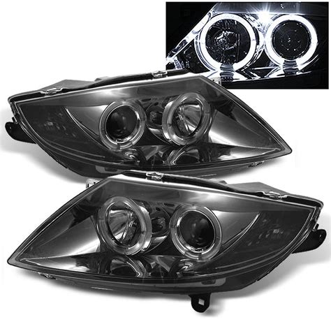 AKKON For 03 08 BMW E85 Z4 Coupe Halogen Type Smoked Smoke Dual Halo