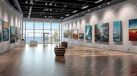 Premium AI Image | Modern art gallery interior with paintings on the wall