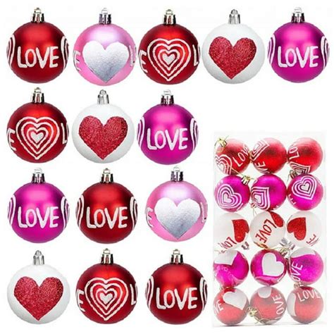 15 Pcs Valentines Day Ball Ornaments Valentine Tree Hanging