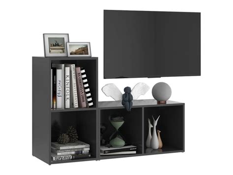 Meubles Tv Pcs Bancs Tv Armoires De Rangement Gris X X Cm