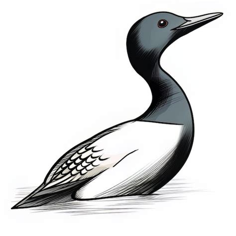 Premium Photo Drawing Of A Common Loon Isolated On A White Background