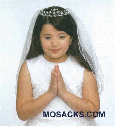 simple communion hairstyles with veil and tiara 2