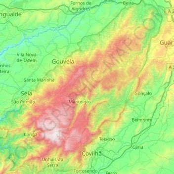 Mapa topográfico Parque Natural da Serra da Estrela altitude relevo