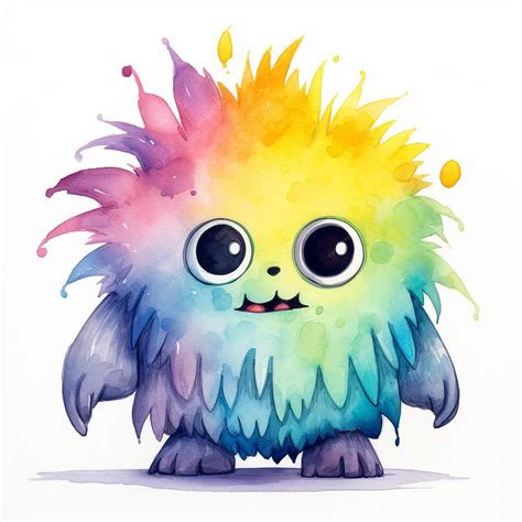 Premium Vector | A drawing of a monster with a rainbow colored hair