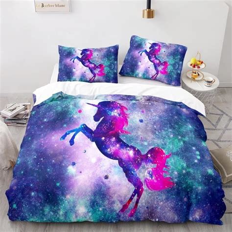 Housse De Couette Ado Licorne 220 X 240 Cm Avec 2 Taies D Oreiller