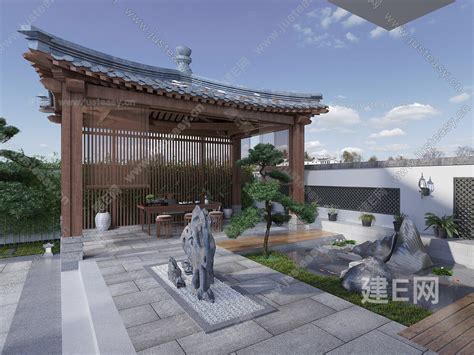 【新中式别墅庭院3d模型】建e网新中式别墅庭院3d模型下载 Id105072765 打造3d新中式别墅庭院模型免费下载平台