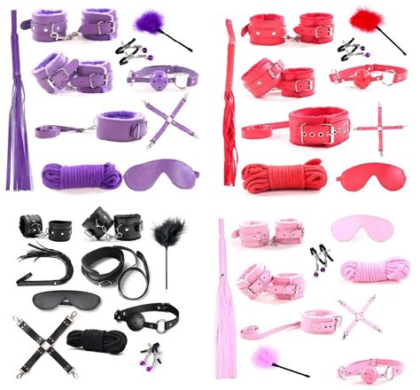 Bdsm Bondage Restraint Set Sex Handcuffs Whip Anal Beads Butt Plug Anal