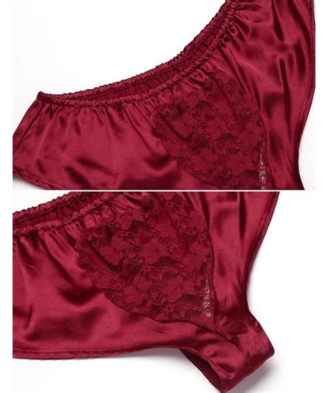 Womens Lingerie Sexy Satin Pajama Cami Shorts Set Tie Front Sleepwear Wine Red Ch A H L