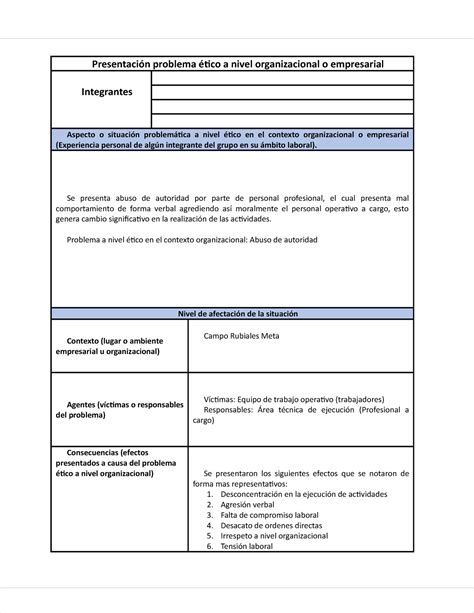 Actividad 3 de Ética Presentación problema ético a nivel