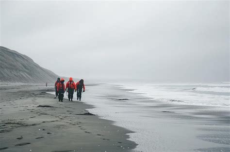 Premium Photo | A group of people walking along a beach