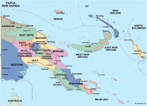 papua new guinea political map. Eps Illustrator Map | Vector World Maps