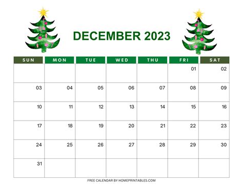 December Printable Calendar