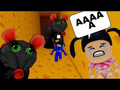 BEBÊ AZUL BABÃO FUGINDO DO RATO GIGANTE MALVADO Roblox Cheese Escape