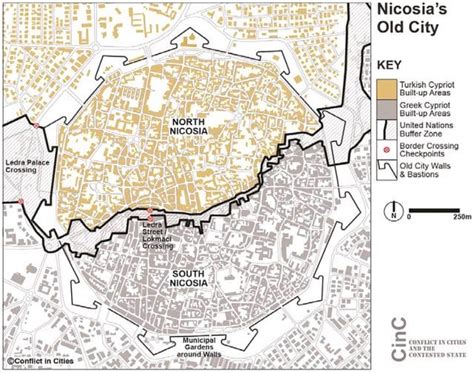 Map Of Nicosias Old City Divided Between Greeks And Turks Europe