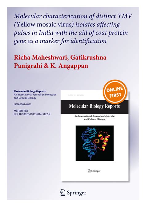 Pdf Molecular Characterization Of Distinct Ymv Yellow Mosaic Virus