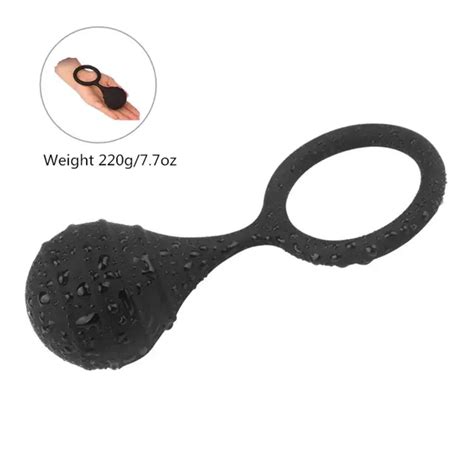 Rabbitow Male Physical Penis Weights Silicone Ball Stretching Extender Exercise Gravity Ring In