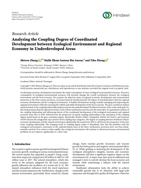 Pdf Analyzing The Coupling Degree Of Coordinated Development Between