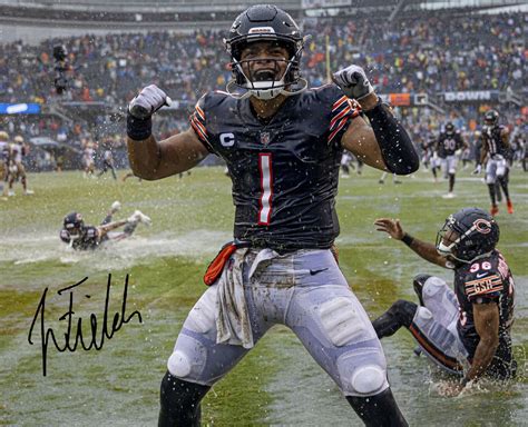 Justin Fields Glossy Signed Photo Reprint 8x10 11x14 Chicago Rain Game