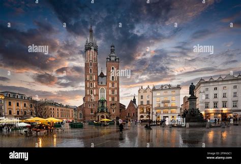 Krakow Poland St Mary S Basilica Mariacki Church And Adam