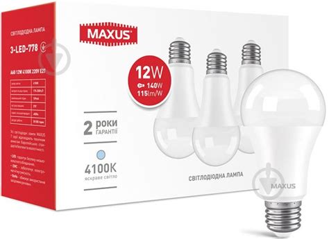 ᐉ Лампа светодиодная Maxus 3 шт./уп. 12 Вт A60 матовая E27 220 В 4100 К ...