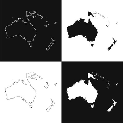 Conjunto de mapas da Austrália e Oceania Vetor Premium