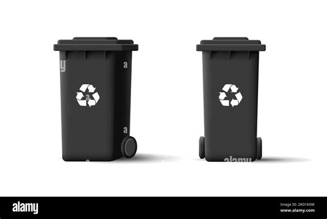 Garbage Black Trash Cans Waste Recycle Bins 3d Illustration Of Street