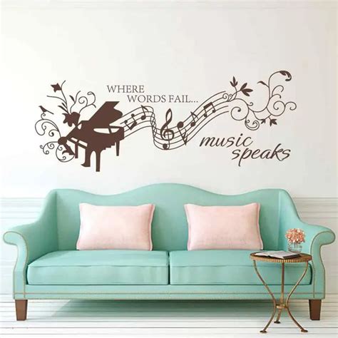 BATTOO Music Wall Decal Quotes Where Words Fail Music Speaks Wall Decal ...