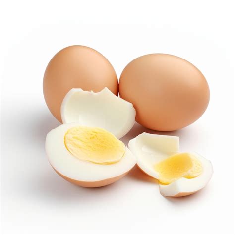 Premium AI Image Fresh Egg Halves Isolated On White Background