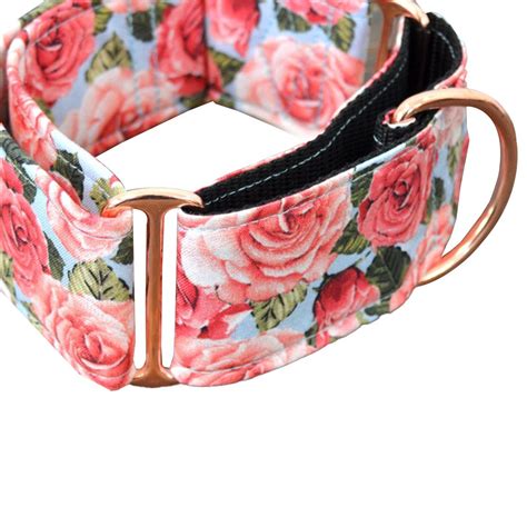 Rose Floral Personalized Dog Collar Cotton Print Pet Collars Neck Fitted