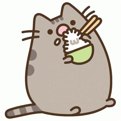 Pusheen Pusheen Eating Sticker - Pusheen Pusheen Eating Rice - Discover & Share GIFs