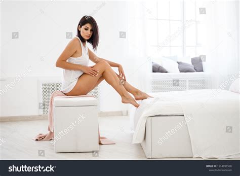 Beautiful Brunette Girl Sexy Lingerie Posing Stock Photo Edit Now 1114891598