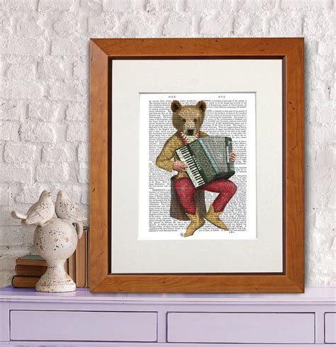 Bear Print Bear Minstrel Accordian Music Room Décor Music Room Etsy