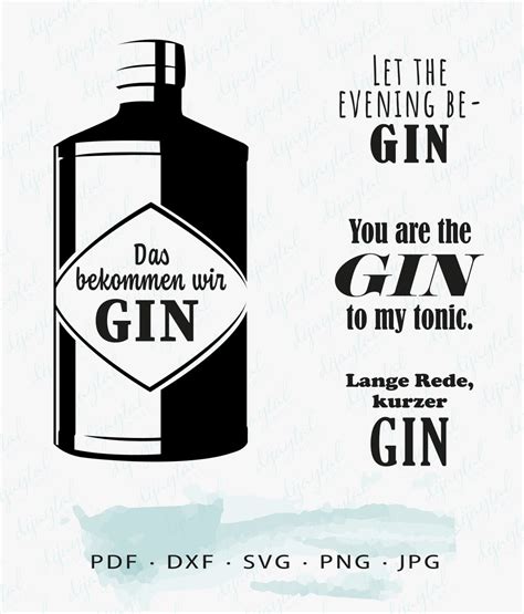 GIN Sprüche SVG DXF Dateien für Plotter png Etsy de