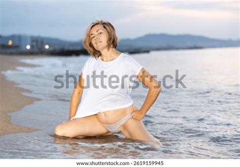 On Sea Sand Gentle Waves Naked Stock Photo Shutterstock