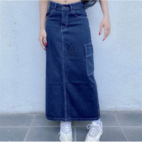 Jual XY LYRA CARGO ROK JEANS HIGHWAIST WANITA KEKINIAN TERBARU KOREAN