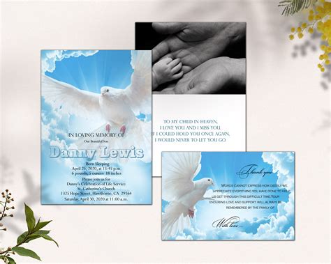 Funeral Service Program Template For Boy Baby Dove Etsy