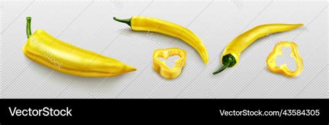 Yellow Chili Pepper With Slices Hot Cayenne Vector Image