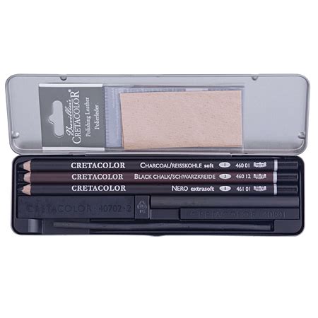 Cretacolor Charcoal Pocket Set étui en métal assortiment de crayons