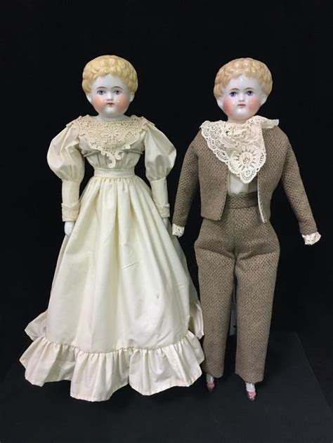 Lot 2 19 Blonde China Head Dolls With Short Curly Hair Molded And