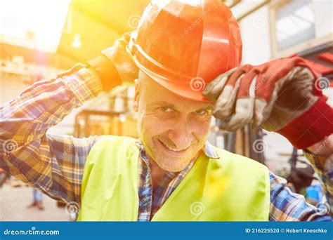 Workers With Hard Hats When Helmets Are Mandatory As Occupational