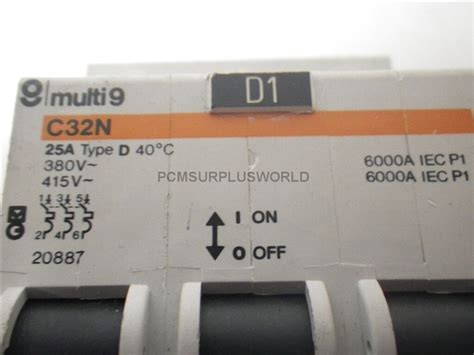 C32N 25A Type D Multi 9 Merlin Gerin Circuit Breaker 3 Pole (Used and ...