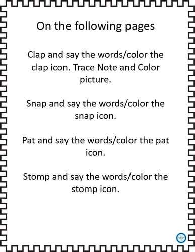 Nursery Rhyme Music Lesson, One, Two, Three, Four Five, Tracing, Coloring