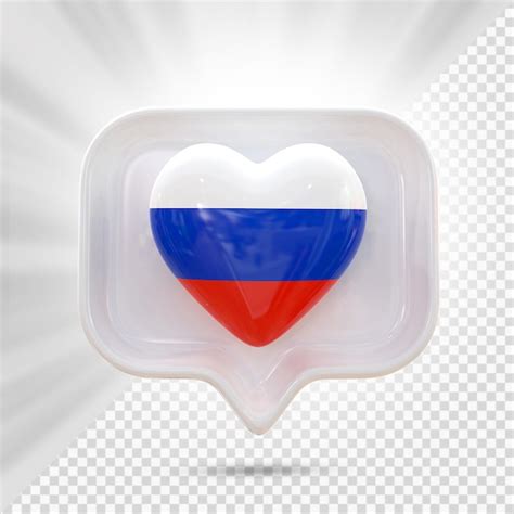 Premium PSD | Russia flag heart 3d render