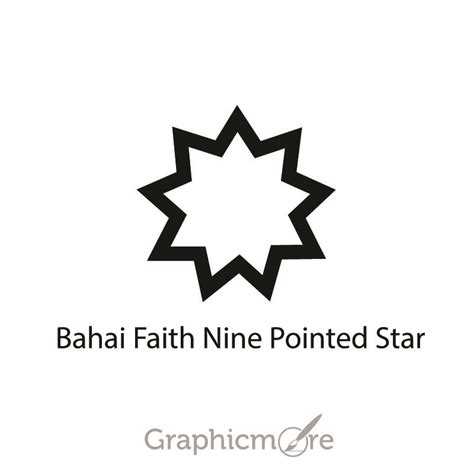 Bahai Faith Nine Pointed Star Symbol Design Free Vector File Download