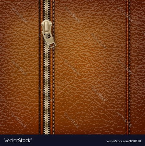 Brown Leather Texture Background With Zipper Vector Image