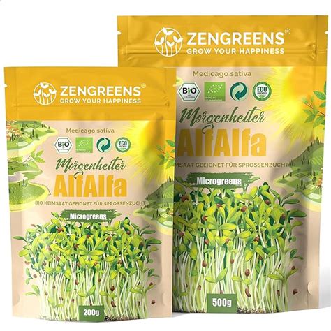 ZenGreens Bio Alfalfa Sprossen Samen Wähle zwischen 200g und 500g