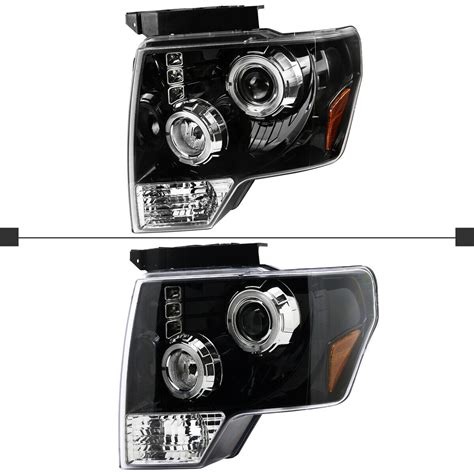 Jet Black Fits 2009 2014 Ford F150 Pickup Led Halo Projector Headlights Lamps 841808148897 Ebay