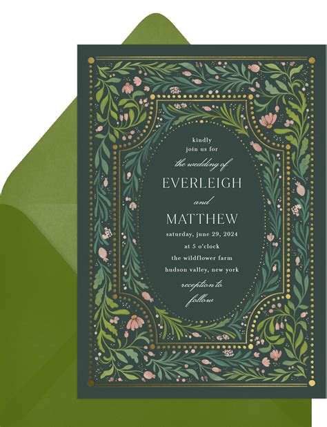 Floral Fairytale Invitations In Green Greenvelope