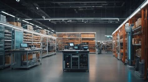 Premium Ai Image Futuristic Technology Retail Warehouse Digitalization