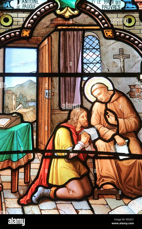 St Anthony Of Padua Confessing Penitent Stained Glass Window Shrine Of Our Lady Of La Salette